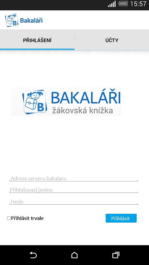 přihlašovací obrazovka
